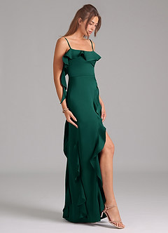 Azazie Malia Brautjungfernkleider A-Linie Seitliche Cut-Outs Stretch-Satin Kleid Smaragd image5