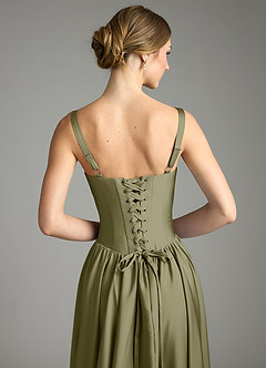 Azazie Evadina Suknie dla druhen Linia A Gorset Satyna elastyczna Do ziemi Sukienka image6