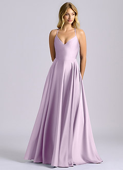 Azazie Truce Bridesmaid Dresses Frosted Lilac A-Line Stretch Satin Dress image1