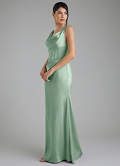 Azazie Spencer Robes à essayer chez vous Robe Sirène en Satin extensible Plissée Agave image4