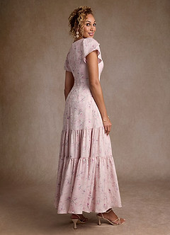 Azazie Alya Mother of the Bride Dresses English Rose A-Line with Pockets Stretch Satin Dress image2