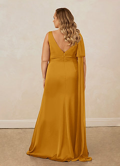 Christian Siriano Bridal for Azazie 1011 Bridesmaid Dresses Butterscotch Mermaid Bow Stretch Satin Dress image19