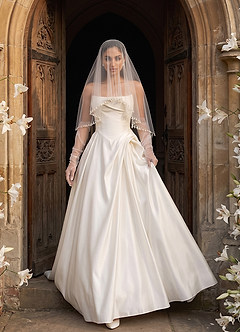 front Fingertip Cascading Pearl Fringe Bridal Cape Veil