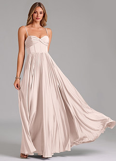 Azazie Akiko Bridesmaid Dresses Blushing Pink A-Line Sweetheart Neckline Stretch Satin Dress image5