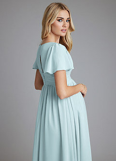 Azazie Verna Maternity Bridesmaid Dresses A-Line V-Neck Ruched Chiffon Floor-Length Dress image7