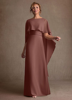 Azazie Marilla Mother of the Bride Dresses Espresso A-Line Pleated Chiffon Dress image1