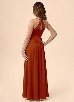 Azazie Ginny Junior Linia A Pofałdowany Szyfon Długość podłogi Młodsza druhna Sukienka image2