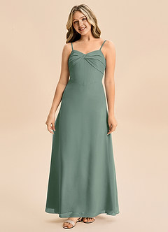 Azazie Jordyn Junior Klä av A-Line i Chiffong Älskling Halsringning image4