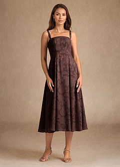 Azazie Lorain Mother of the Bride Dresses Ganache A-Line Pleated Floral Burnout Dress image9