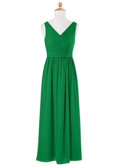 Azazie Kora Junior Emerald A-Line Pleated Chiffon Dress image6