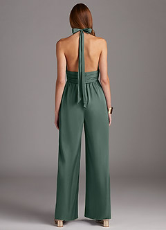 Azazie Oli Jurken voor bruidsmeisjes Jumpsuit van Stretch Satijn Geplooid Zeemos image2