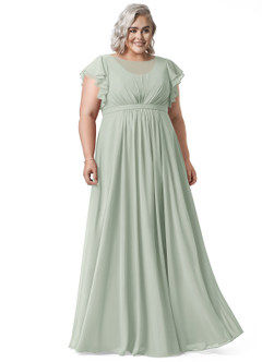 Azazie Daphne Modest Bridesmaid Dresses A-Line Ruffled Chiffon Floor-Length Dress image45
