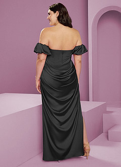 Barbie ♥ Azazie Jurken voor bruidsmeisjes Converteerbaar Jurk van Stretch Satijn met Kolom Off the Shoulder Zwart image11