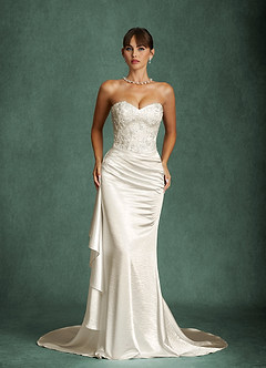 Azazie Angel Wedding Dresses Antique White Mermaid Strapless Charmeuse Dress image5