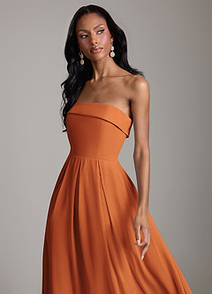 Azazie Lucienne Bridesmaid Dresses Cinnamon A-Line Strapless Chiffon Convertible Dress image4