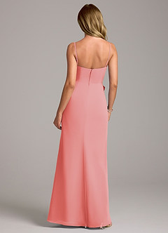 Azazie Tahlia Bridesmaid Dresses Coral A-Line with Belt Chiffon Dress image7