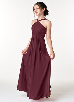 Azazie Anthea Junior Plissee Chiffon Kleid Cabernetrot image4