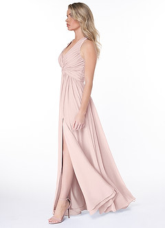 Azazie Jaclyn Jurken voor bruidsmeisjes Jurk van Chiffon met A-Lijn Geplooid Blozend Roze image3