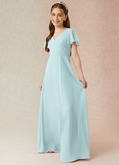 Azazie Induh Junior Mist A-Line Ruched Chiffon Dress image3