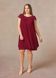 Azazie Tess Mother of the Bride Dresses Burgundy Empire Sequins Chiffon Dress image9
