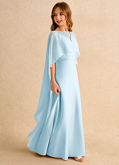 Azazie Fishie Girls Formal Flower Girl Dresses Sky Blue A-Line Matte Satin Dress image6