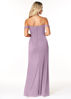 Azazie Tessa Vestidos de damas de honor Vestido de Glicinia de Malla de Corte Recto Convertible con Cariño Fuera Del Hombro image6