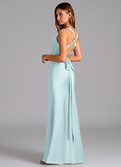 Azazie Hati Bridesmaid Dresses Cloud Blue Mermaid Stretch Satin Dress image6