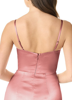 Azazie Sukia Bridesmaid Dresses Rosette Mermaid Pleated Metallic Satin Dress image5