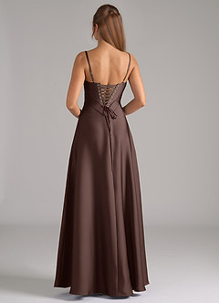 Azazie Valentine Suknie dla druhen Linia A Gorset Satyna elastyczna Do ziemi Sukienka image5