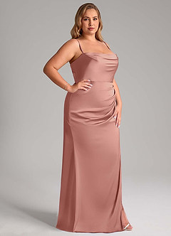 Azazie Leonis Bridesmaid Dresses Rosette Mermaid Pleated Stretch Satin Convertible Dress image13