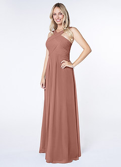 Azazie Kaleigh Bridesmaid Dresses Cedar Rose A-Line Pleated Chiffon Dress image3