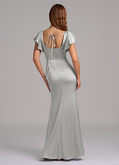 Azazie Elkie 신부 들러리 드레스 인어 스퀘어 네크라인 스트레치 새틴 바닥 길이 드레스 image2