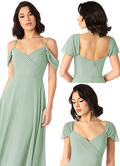 Azazie Tancie Bridesmaid Dresses Agave A-Line Off the Shoulder Chiffon Convertible Dress image6