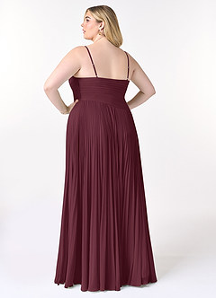 Azazie Vini Brautjungfernkleider A-Linie V-Hals Gefaltet Chiffon Kleid Cabernetrot image8