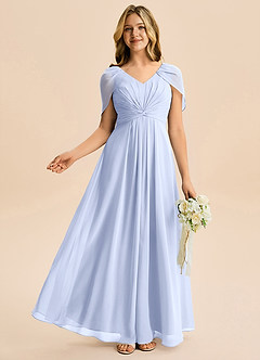 Azazie Emma Junior Robe Trapèze en Mousseline de soie Plissée Eis image5