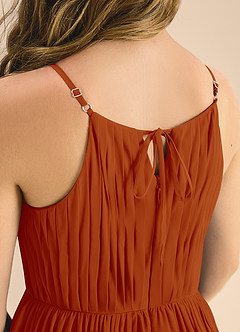 Azazie Elliora Junior Paprika A-Line Pleated Chiffon Dress image7