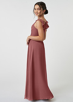 Azazie Amada Junior A-Linie Gestreift Chiffon Kleid Amethyst image4