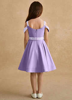 Azazie Judi Jurken voor bloemenmeisjes A-Lijn Jurk van Mat Satijn Lila image2