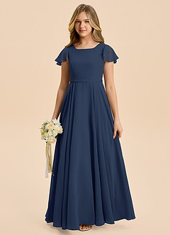 Azazie Cady Junior Dark Navy A-Line Pleated Chiffon Dress image1