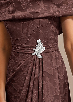 Azazie Branford Kleider für die Brautmutter A-Linie Plissee Blumen-Burnout Kleid Espresso image6