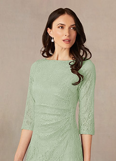 Azazie Lola Mother of the Bride Dresses Dusty Sage Sheath Lace Dress image3