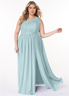 Azazie Demi Bridesmaid Dresses Mist A-Line One Shoulder Chiffon Dress image13