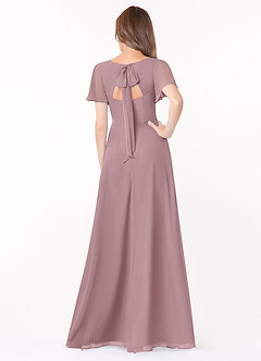 Azazie Kimber Bridesmaid Dresses Dusty Rose A-Line Flounce Sleeve Chiffon Dress image2