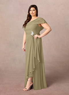 Azazie Mary Mother of the Bride Dresses Moss Green A-Line Side Slit Chiffon Dress image7