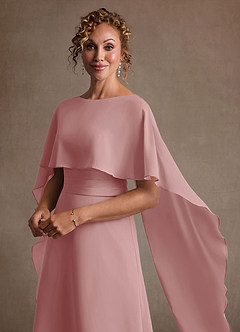 Azazie Marilla Vestidos para mãe da noiva Vestido Rosa Empoeirada de Chiffon de Linha A com Plissado image8