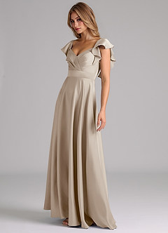 Azazie Leilani Bridesmaid Dresses Frost A-Line Ruched Stretch Satin Dress image8