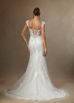 Azazie Roux Wedding Dresses Diamond White Mermaid Sequins Satin Dress image3