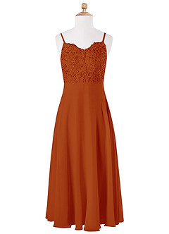 Azazie Sonya Junior Paprika A-Line Lace Chiffon Dress image5