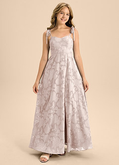 Azazie Rosey Junior Blushing Pink A-Line Sweetheart Neckline Floral Burnout Dress image4