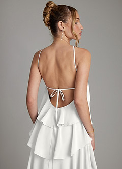 Azazie Deena Brudtärnklänningar Klä av A-Linje i Chiffong Rynkad Vit image6